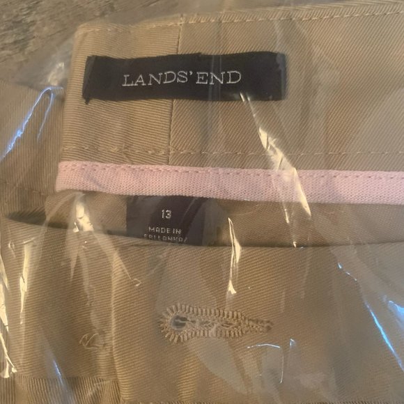 NWT LANDS' END GIRLS PLAIN FRONT BLEND CHINO SHORTS KHAKI 5, 13, 14S (SLIM) - Picture 7 of 15